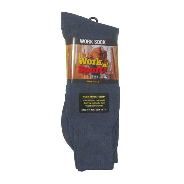 Work n' Sport Men's Gray Cotton Anklet Socks 501A11GRYBL Blain's