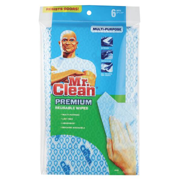 Mr. Clean 6 Count Premium Reusable Wipes 243028 Blain's Farm & Fleet