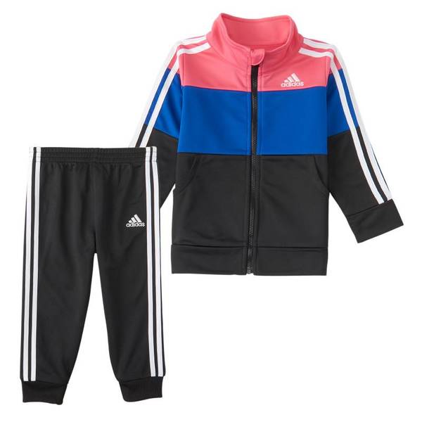 Adidas Little Girl's Colorblock Tricot Jacket Set, Black w/Real Pink, 6X AG4454CAK20GY6X