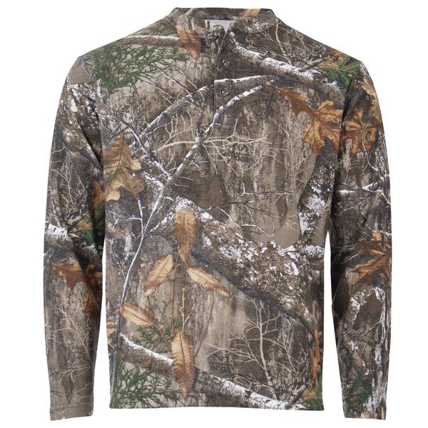 Realtree Men's CVC Waffle Knit Thermal Henley PT10024F209922M