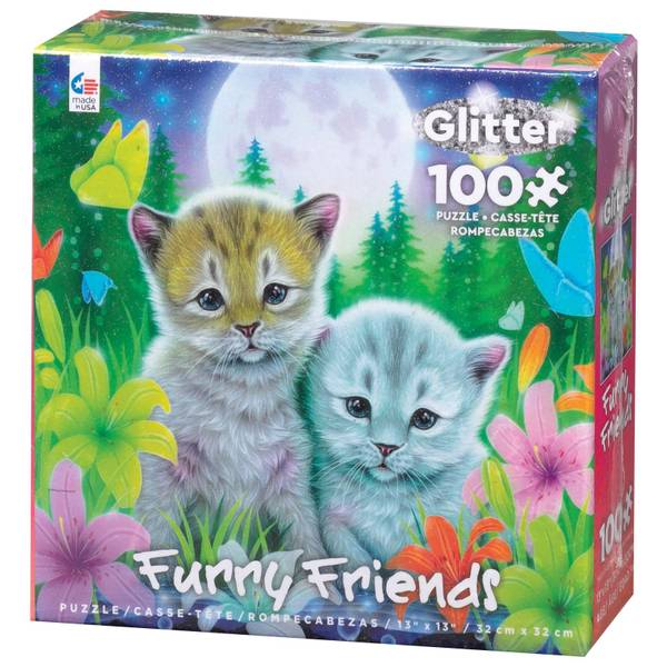 Ceaco 100Piece Furry Friends Glitter Puzzle Assortment 1673 Blain