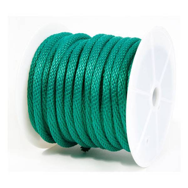 Baron Manufacturing Solid Braided Poly Rope 5/8", By The Foot, Green