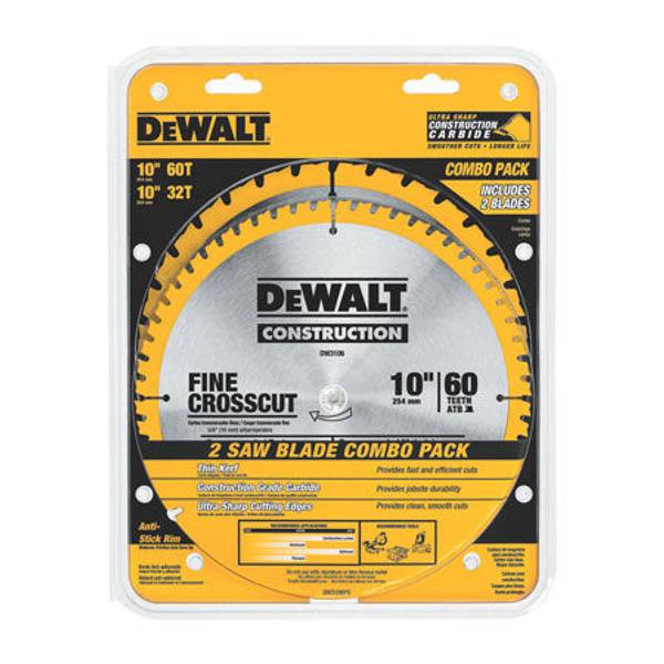 DEWALT 10" Diameter Miter / Table Saw Blade Combination Pack DW3106P5 Blain's Farm & Fleet