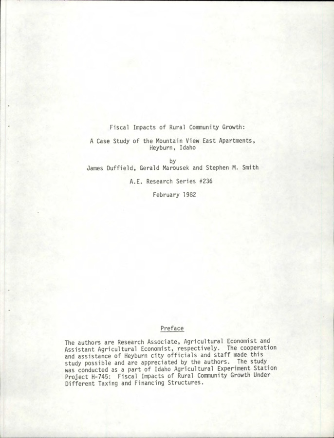 Fiscal Impacts Of Rural Community Growth A Case Study Of The Mountain