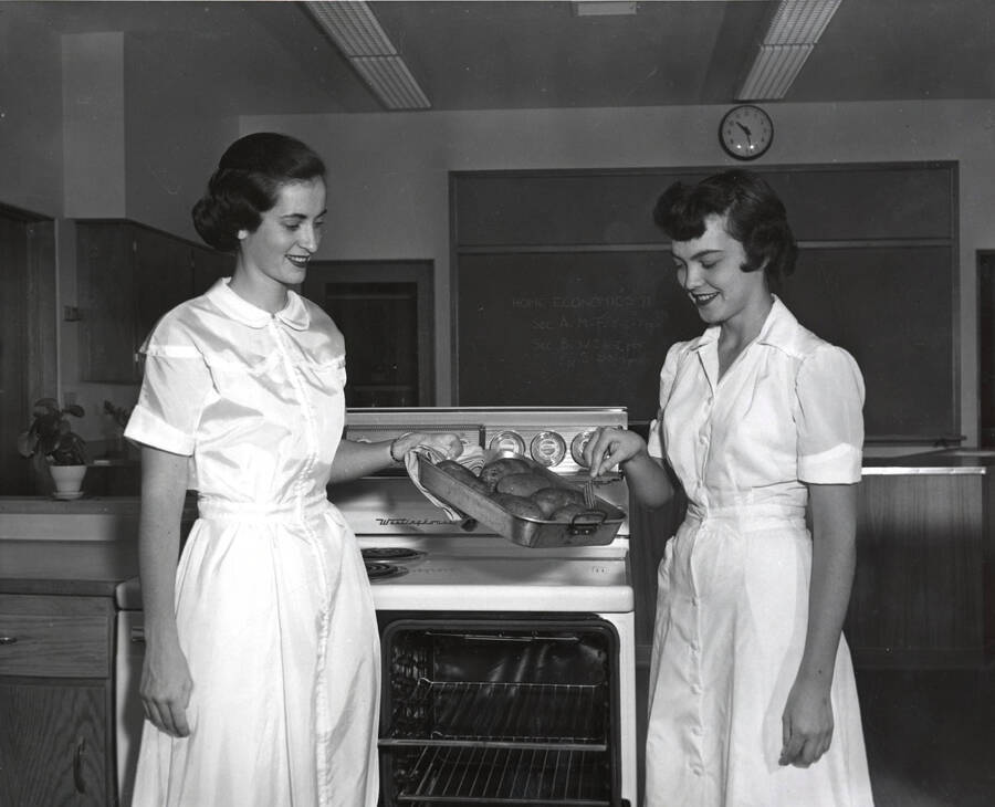 Home Economics kitchen. University of Idaho. Testing Idaho baked