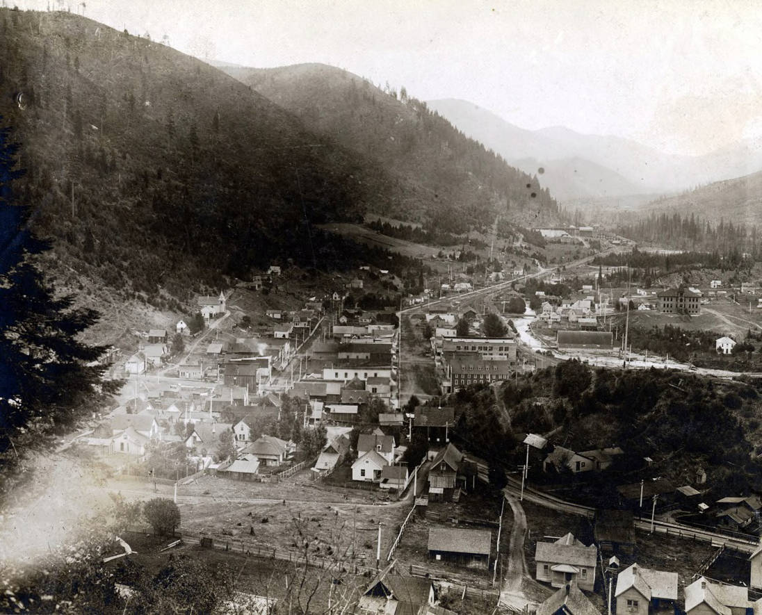 Panoramic view of Mullan, Idaho. Idaho Cities and Towns Collection