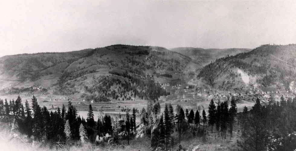 Distant view of Orofino, Idaho. Idaho Cities and Towns Collection