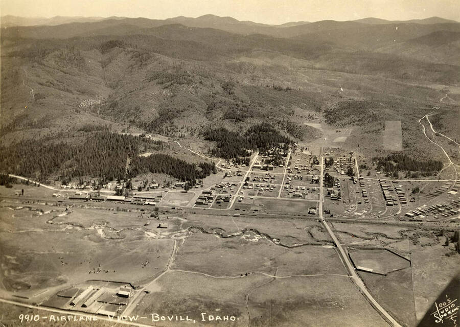 Aerial view of Bovill. [01] Idaho Cities and Towns Collection