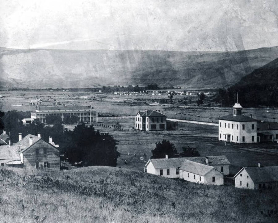 Distant view of Fort Lapwai Indian Sanitarium. Idaho. Idaho Cities