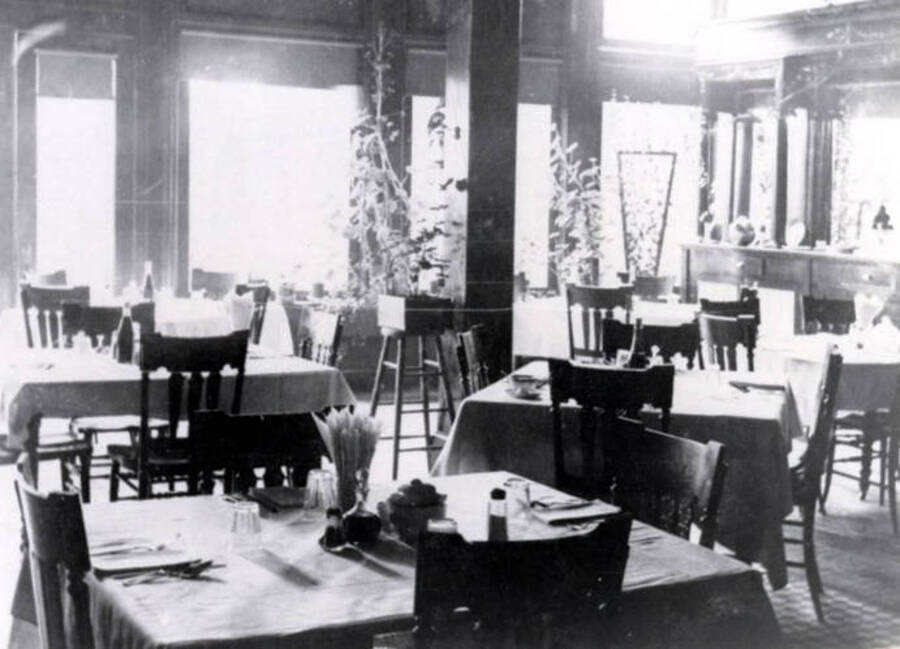 Dining room of Hotel Harrison. Harrison, Idaho. Idaho Cities and