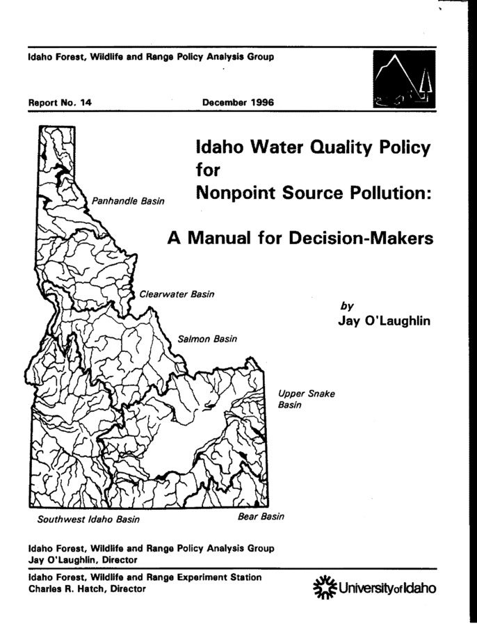 Idaho Water Quality Policy for Nonpoint Source Pollution A Manual for
