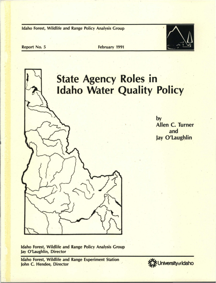 State Agency Roles in Idaho Water Quality Policy (Special Report for
