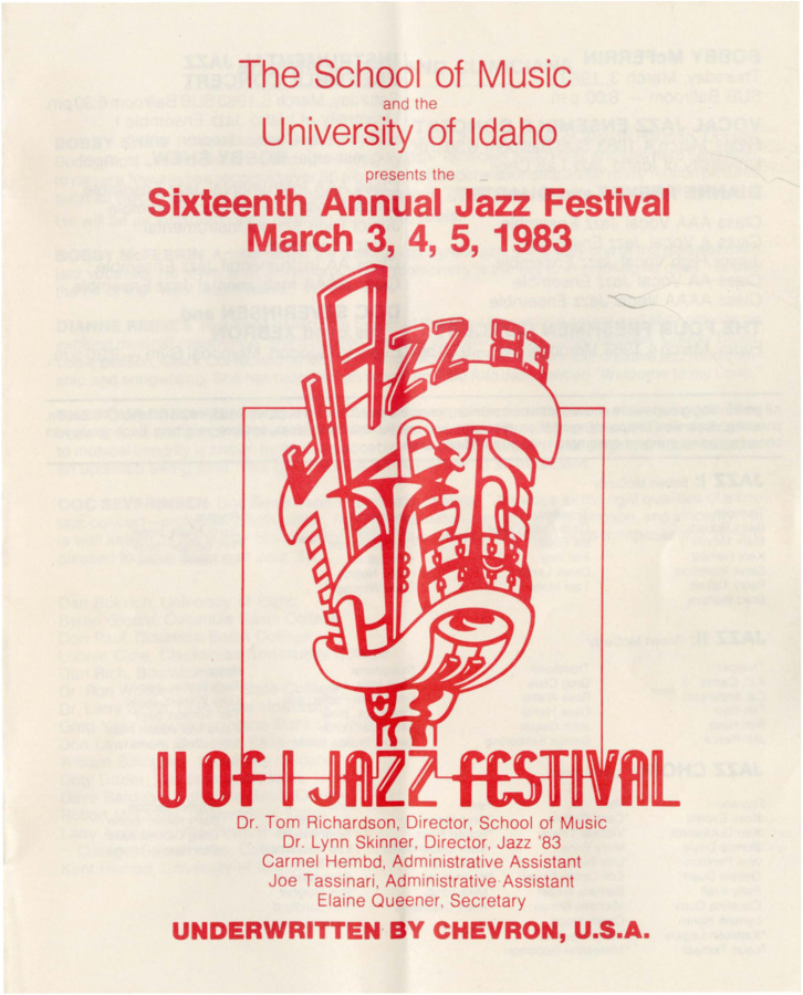16th Annual University of Idaho Jazz Festival Program Lionel Hampton