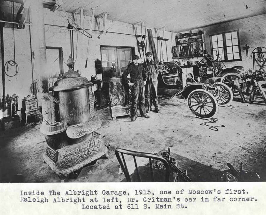 Inside the Albright Garage at 611 South Main St, circa 1915 Ott
