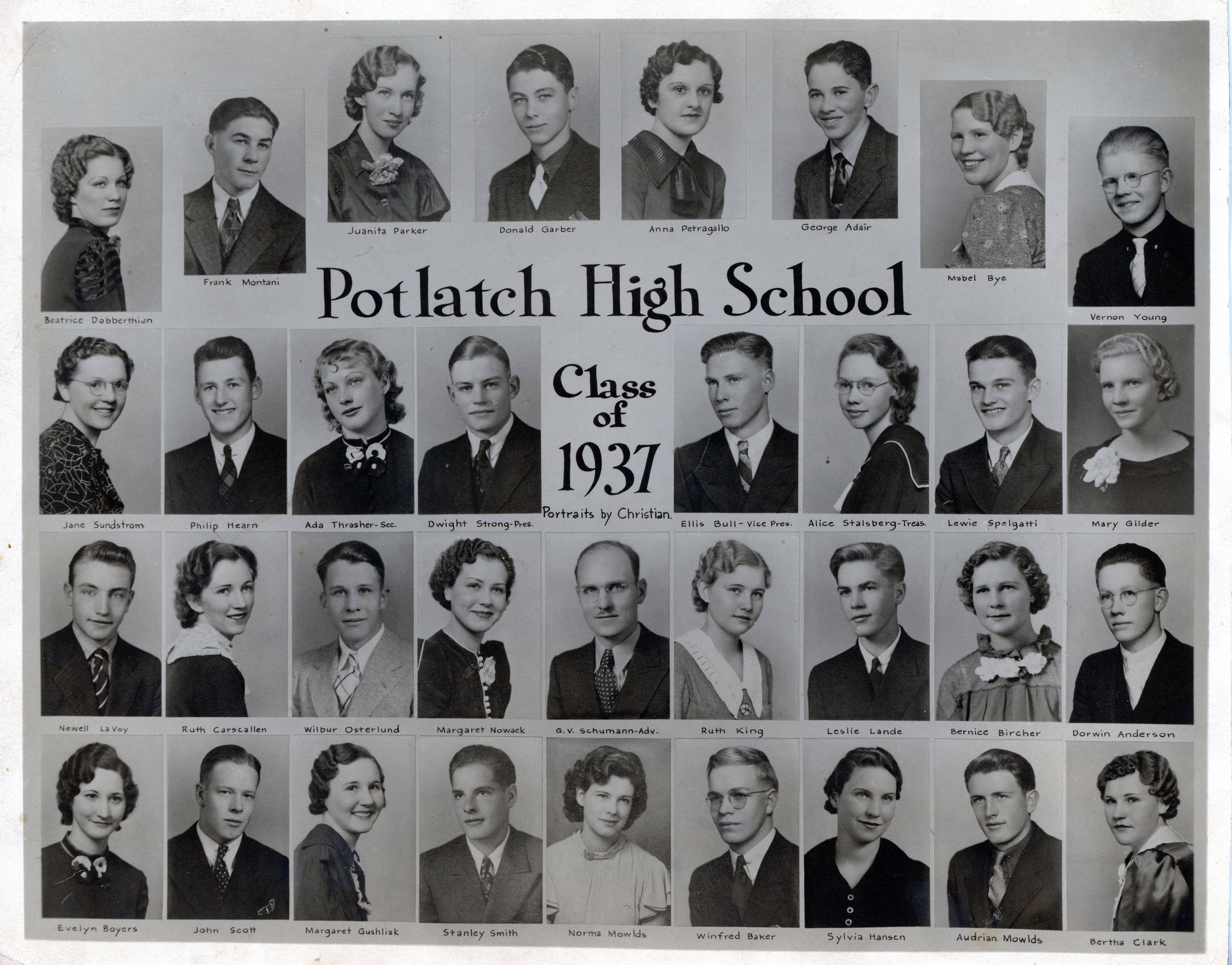 Potlatch High School Class of 1937 Potlatch Historical Society Collection