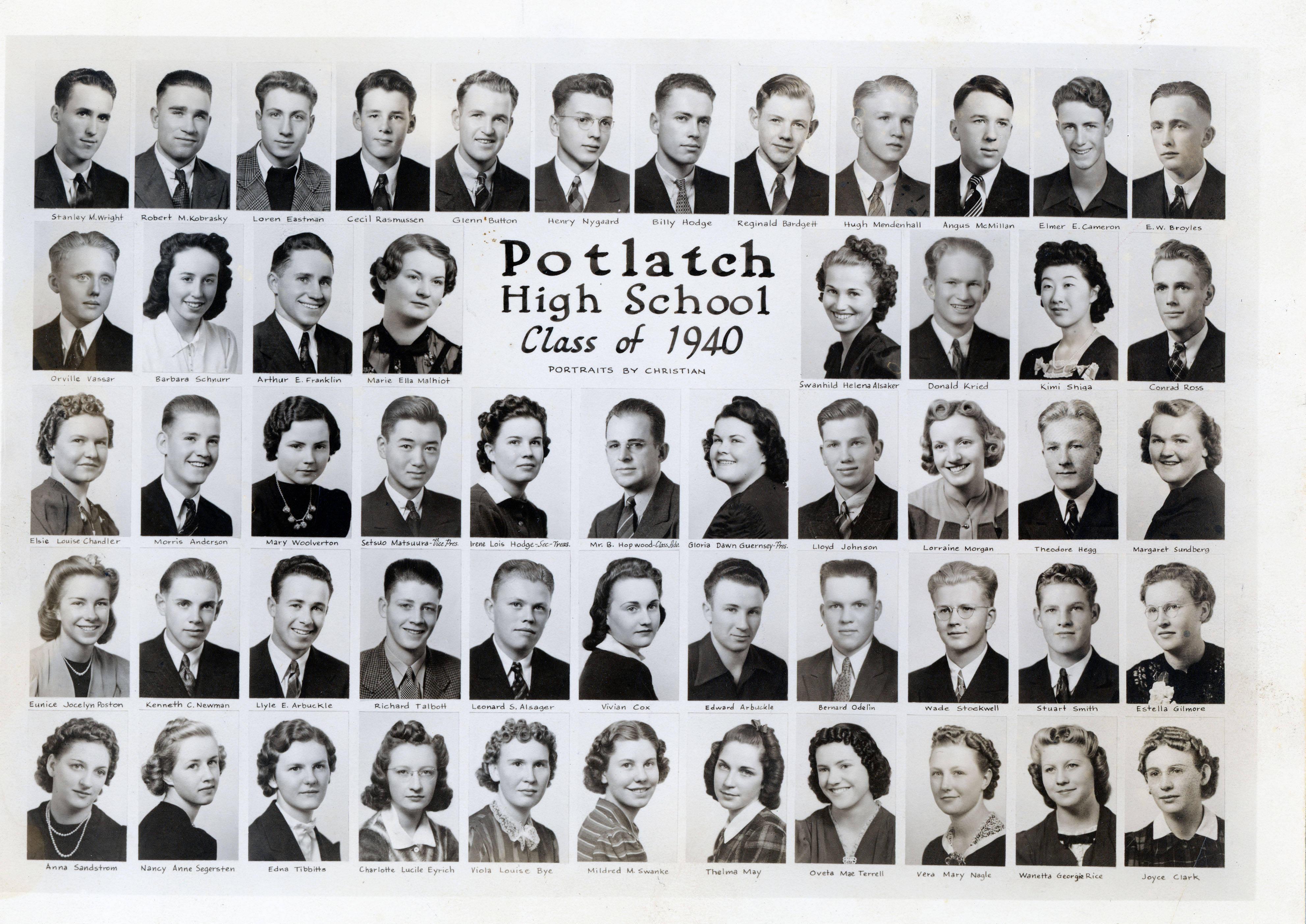 Potlatch High School Class of 1940 Potlatch Historical Society Collection
