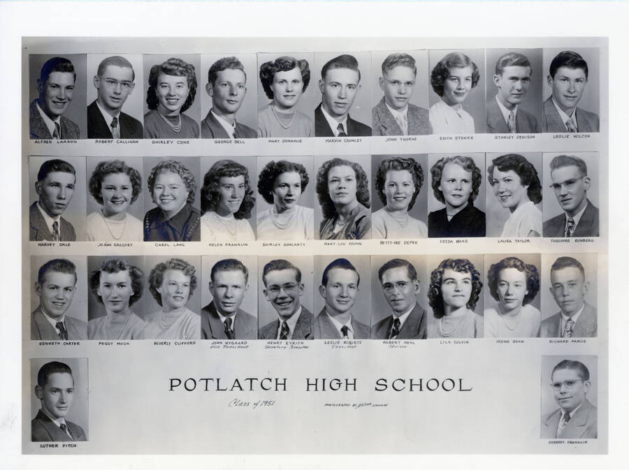 Potlatch High School Class of 1951 Potlatch Historical Society Collection