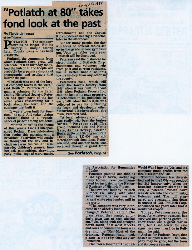 Potlatch at 80 takes a fond look at the past Potlatch Historical