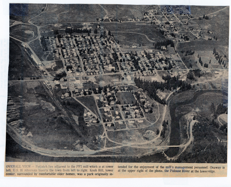 Potlatch. Aerial view Potlatch Historical Society Collection