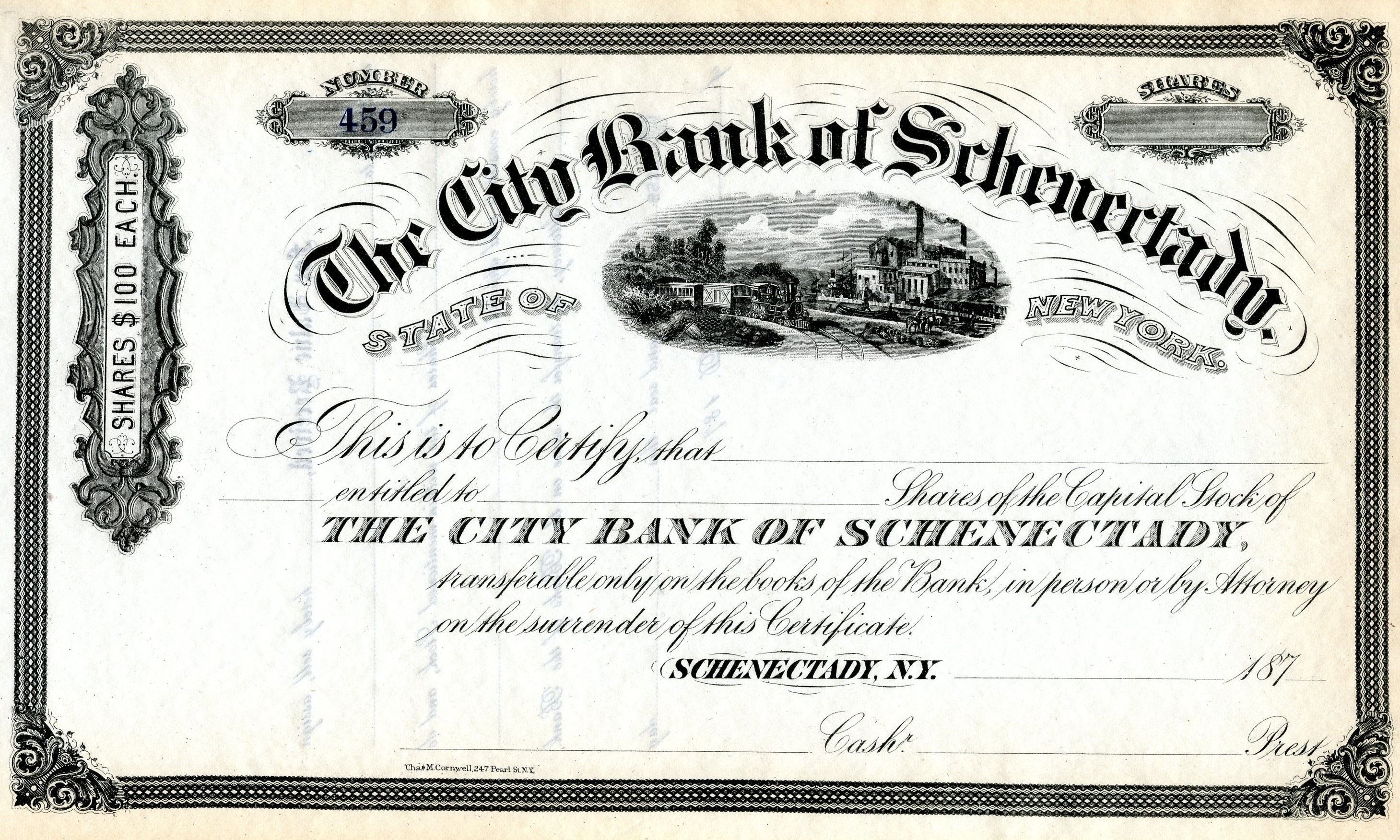 City Bank of Schenectady Earl Stock Certificates