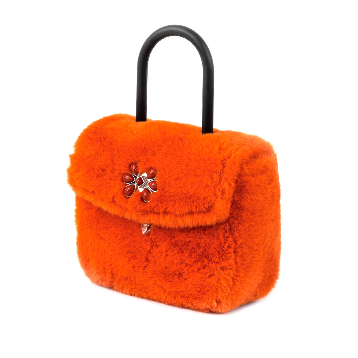 Orange Faux Fur Bag Objet d'Emotion