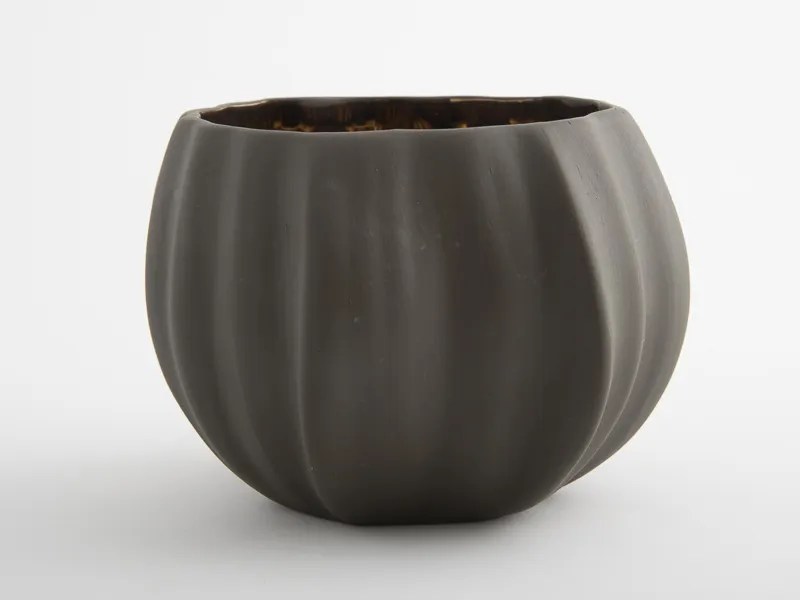 Legume Bowl Candle Holder Espresso & Copper Porcelain Objet Luxe