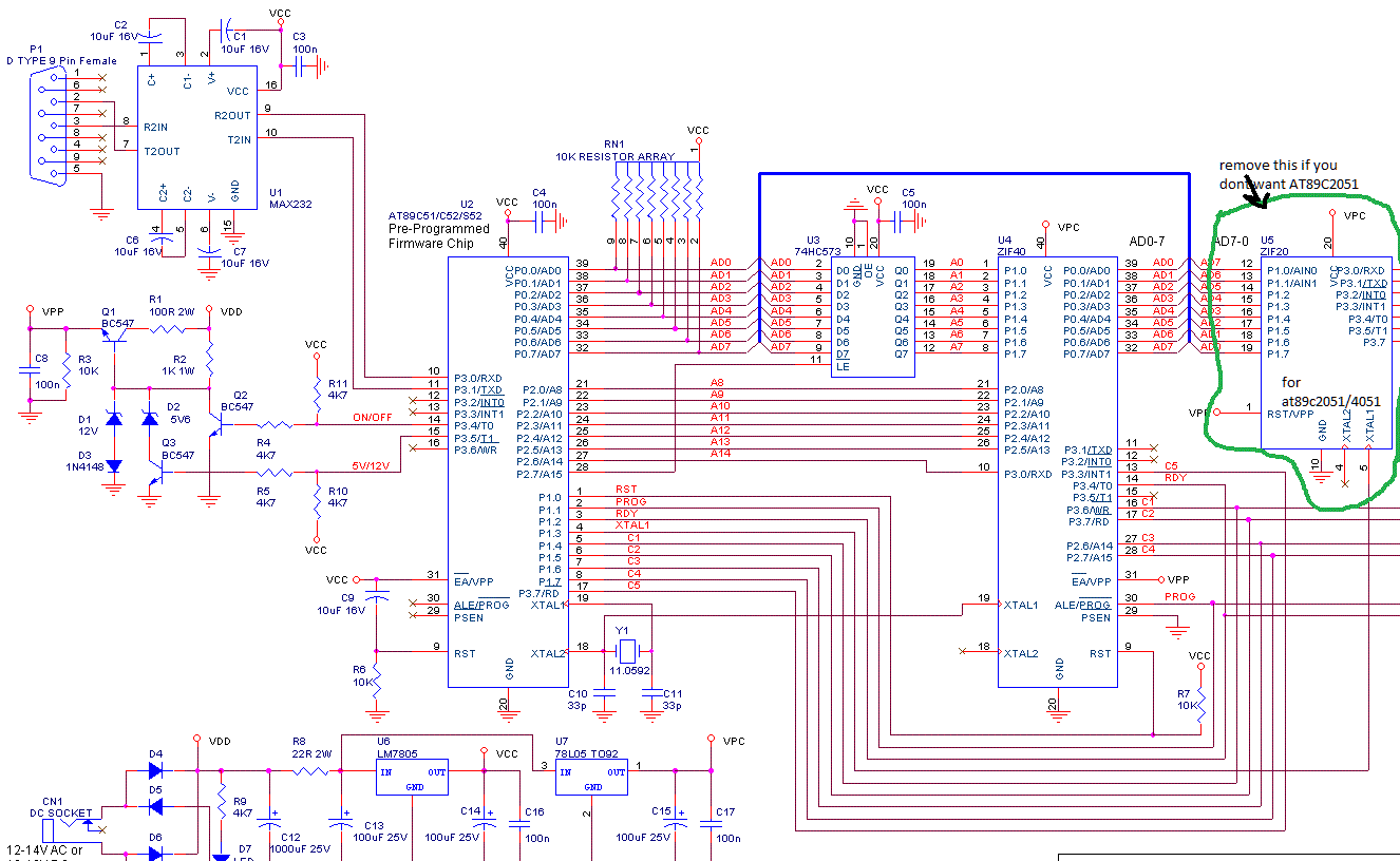 Simple schematics of 89c52 programmer | Forum for Electronics