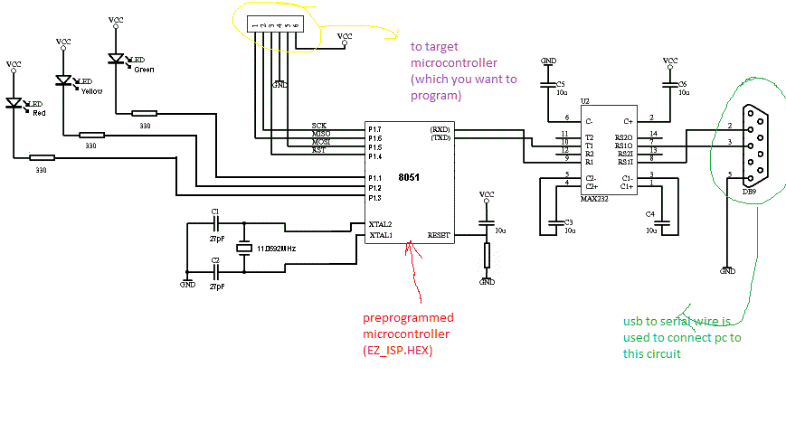 Simple schematics of 89c52 programmer | Forum for Electronics