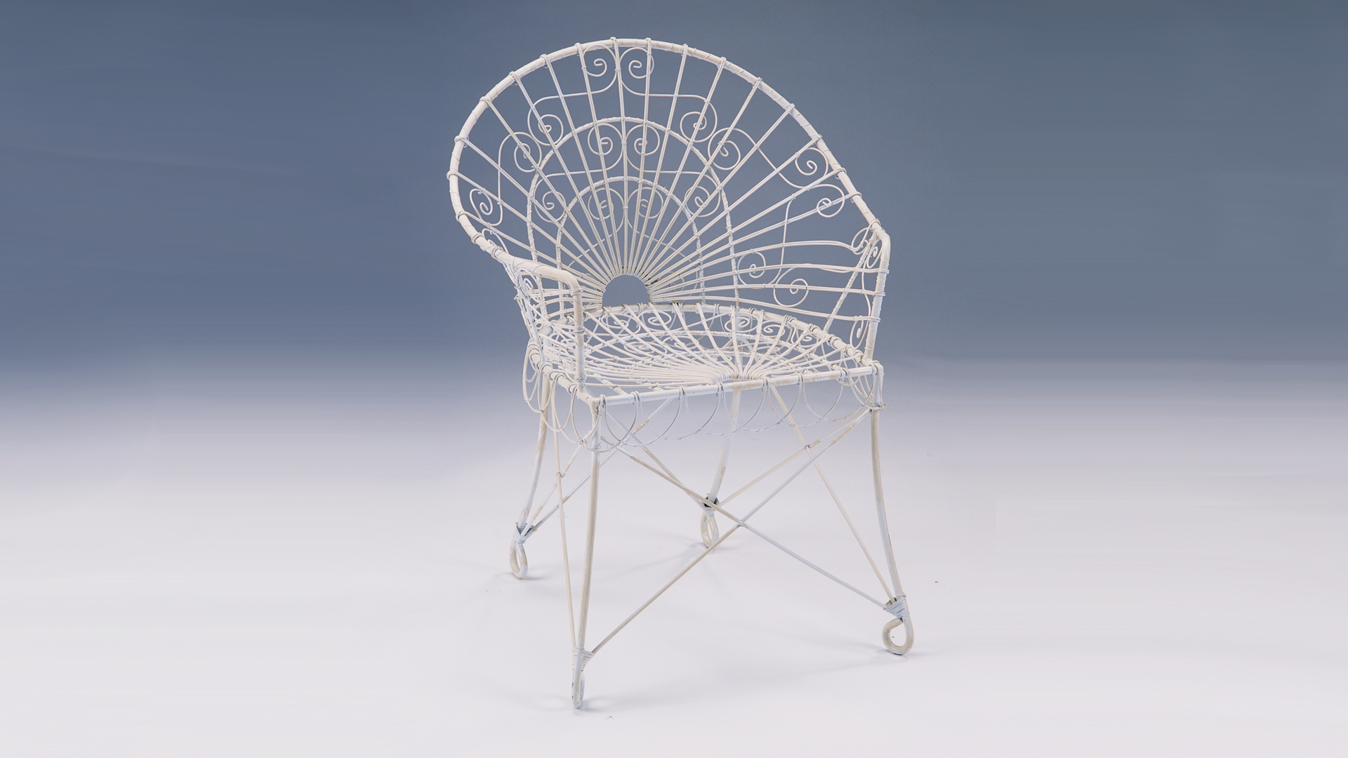 Item 4220, English Wire Garden Chair O'Brien Ironworks