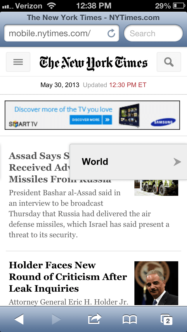 New York Times Redesigns Mobile Site Observer