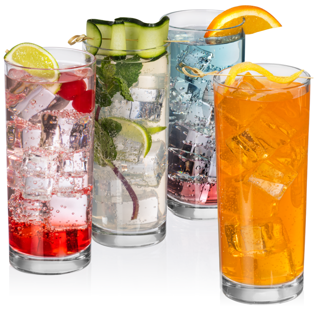 Seltzer Highball Cocktail Glass (8 Sets 32 Pcs) Obsidian Glassware