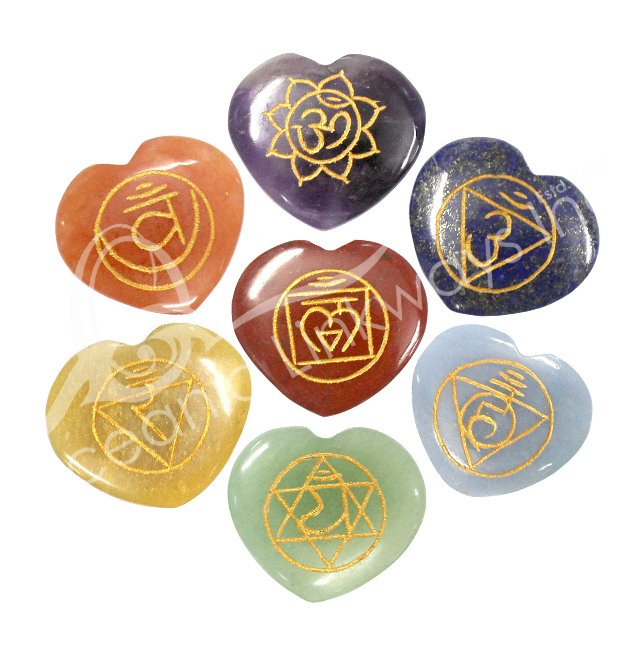 Wholesale Chakra Stones Engraved Heart