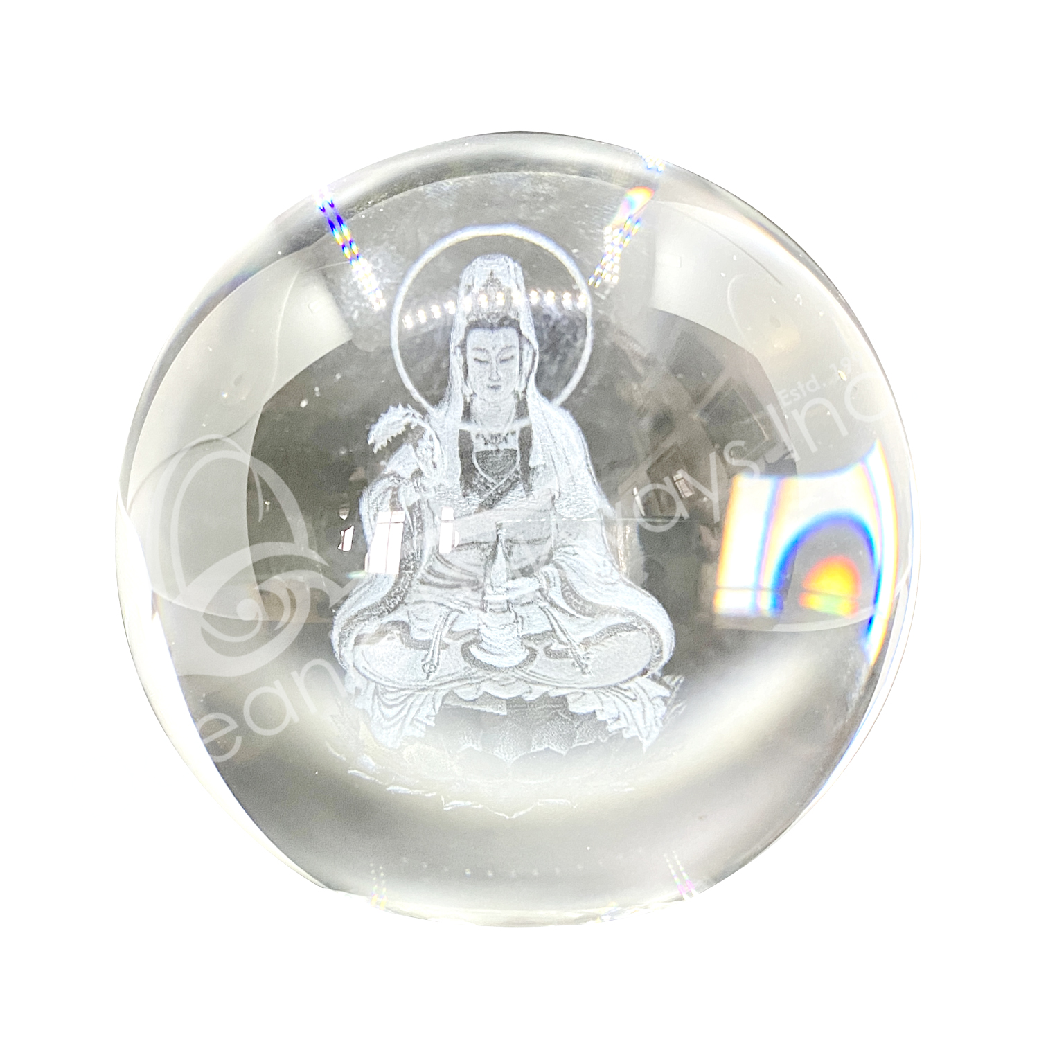 Clear Glass Kwan Yin Sphere 3" Oceanic Linkways in NJ USA