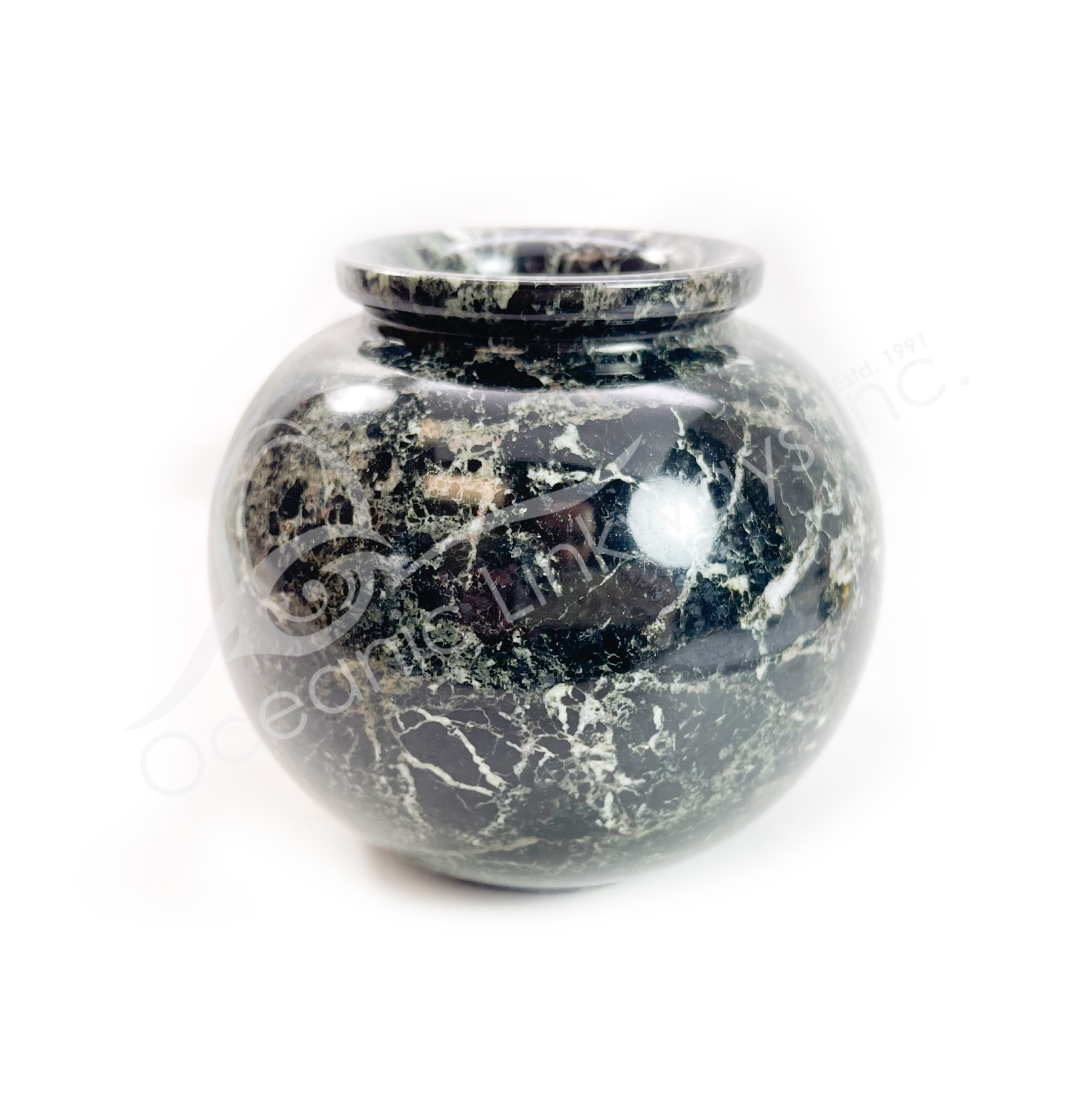 Vase Marble BlkZebra 4in Wholesale Oceanic Linkways in NJ USA