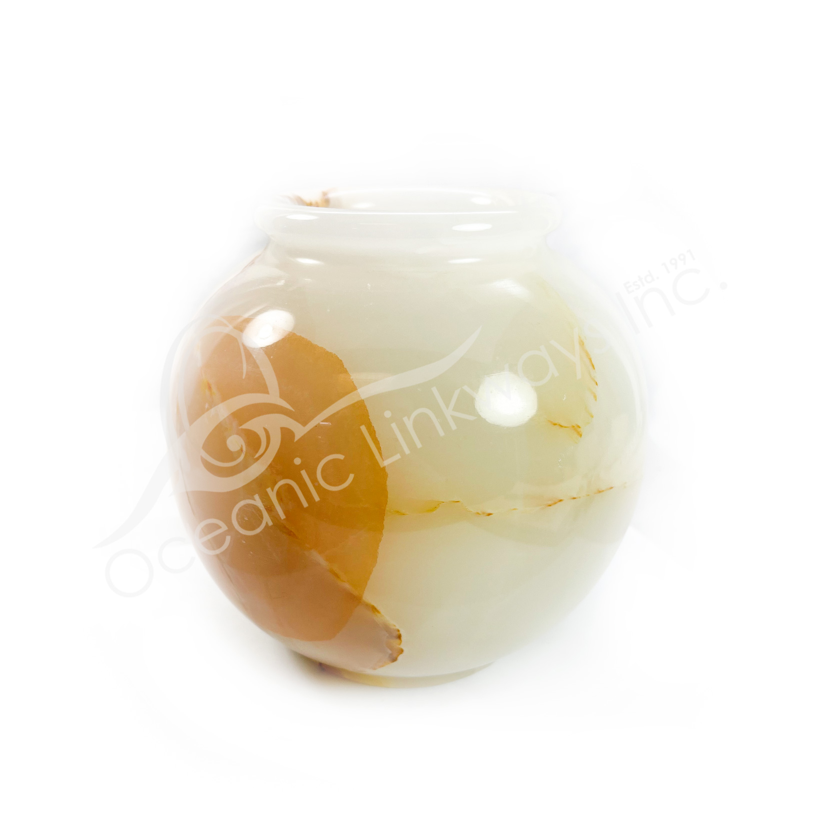 Vase White Onyx 7in Wholesale Oceanic Linkways in North Brunswick NJ