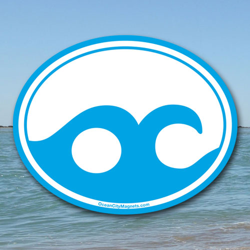 Ocean City Stickers Ocean City Wave Blue Sticker