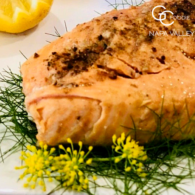 Grilled Parchment Steamed Salmon Dressed with Fragrant Fish Rub O