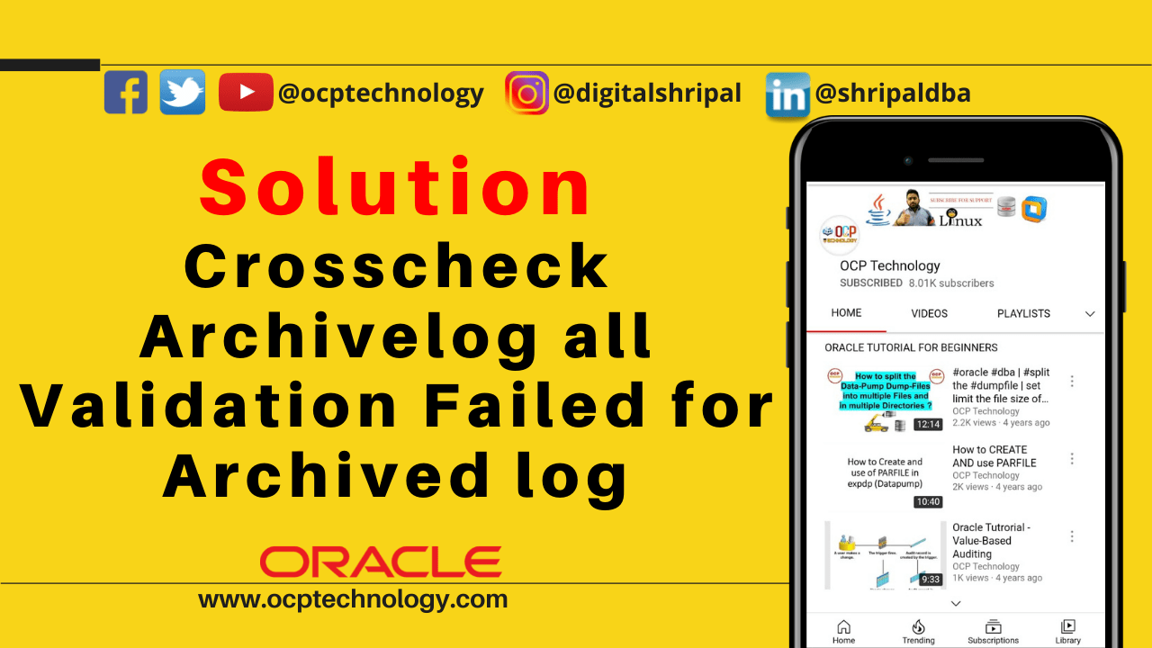 validation failed for archived solution ocp technology RMAN Tutorial