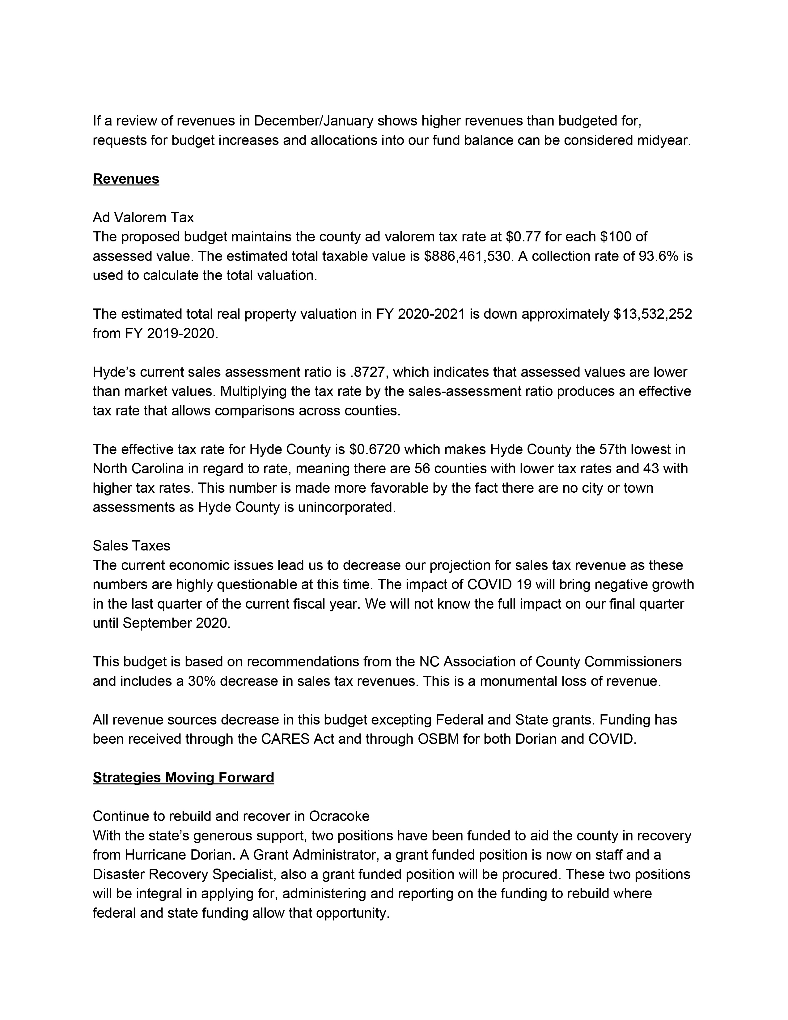 Budget Message 2020213 Ocracoke Observer