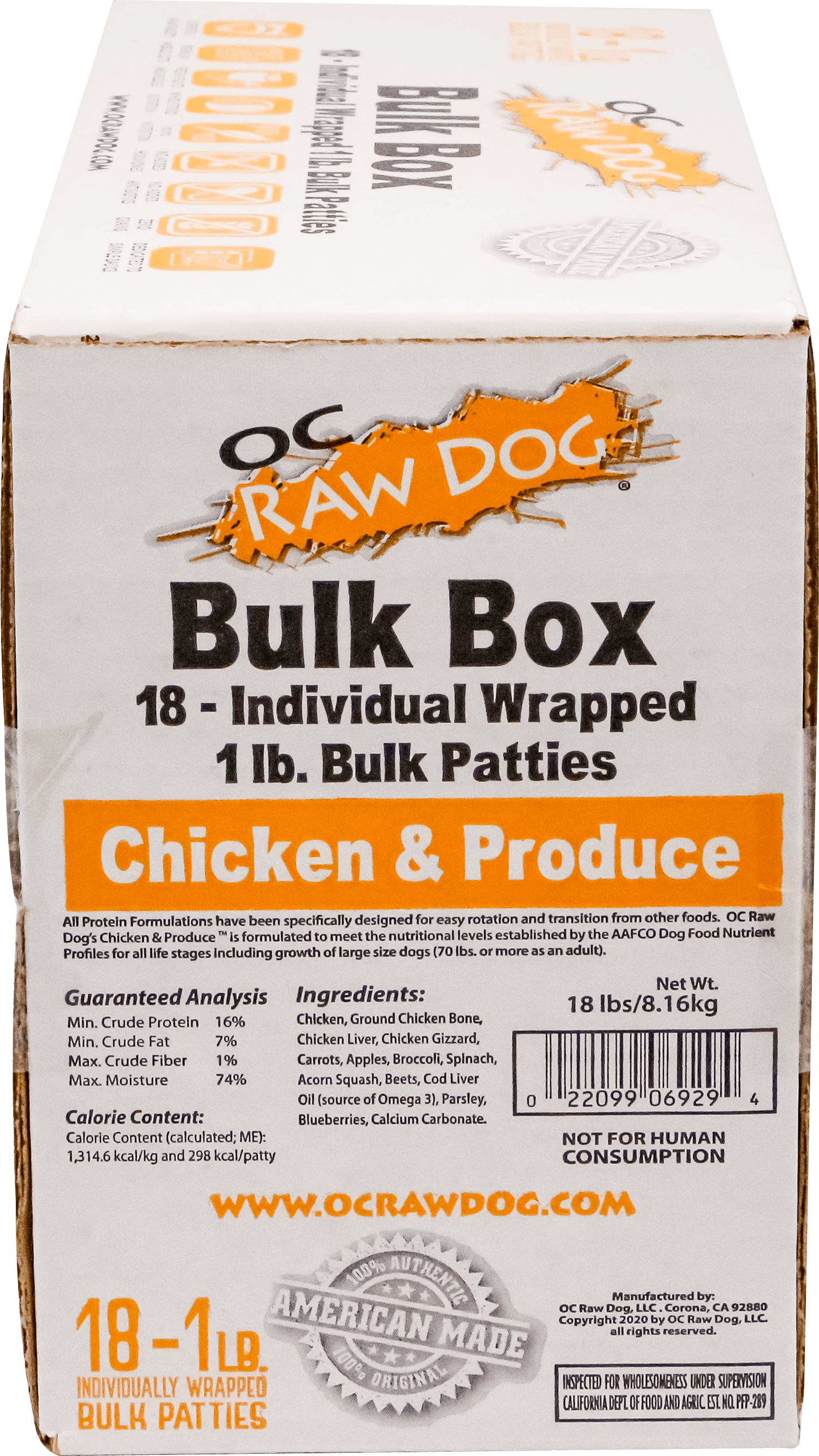 CHICKEN &amp; PRODUCE 18 Bulk Box OC Raw Dog