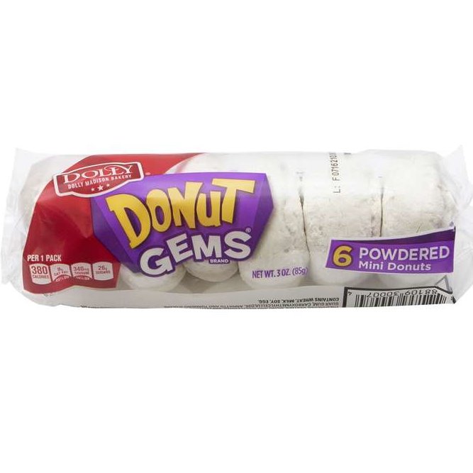 Dolly Madison Donut Mini Powdered Sugar Snack Size 6ct Breakroom Choices