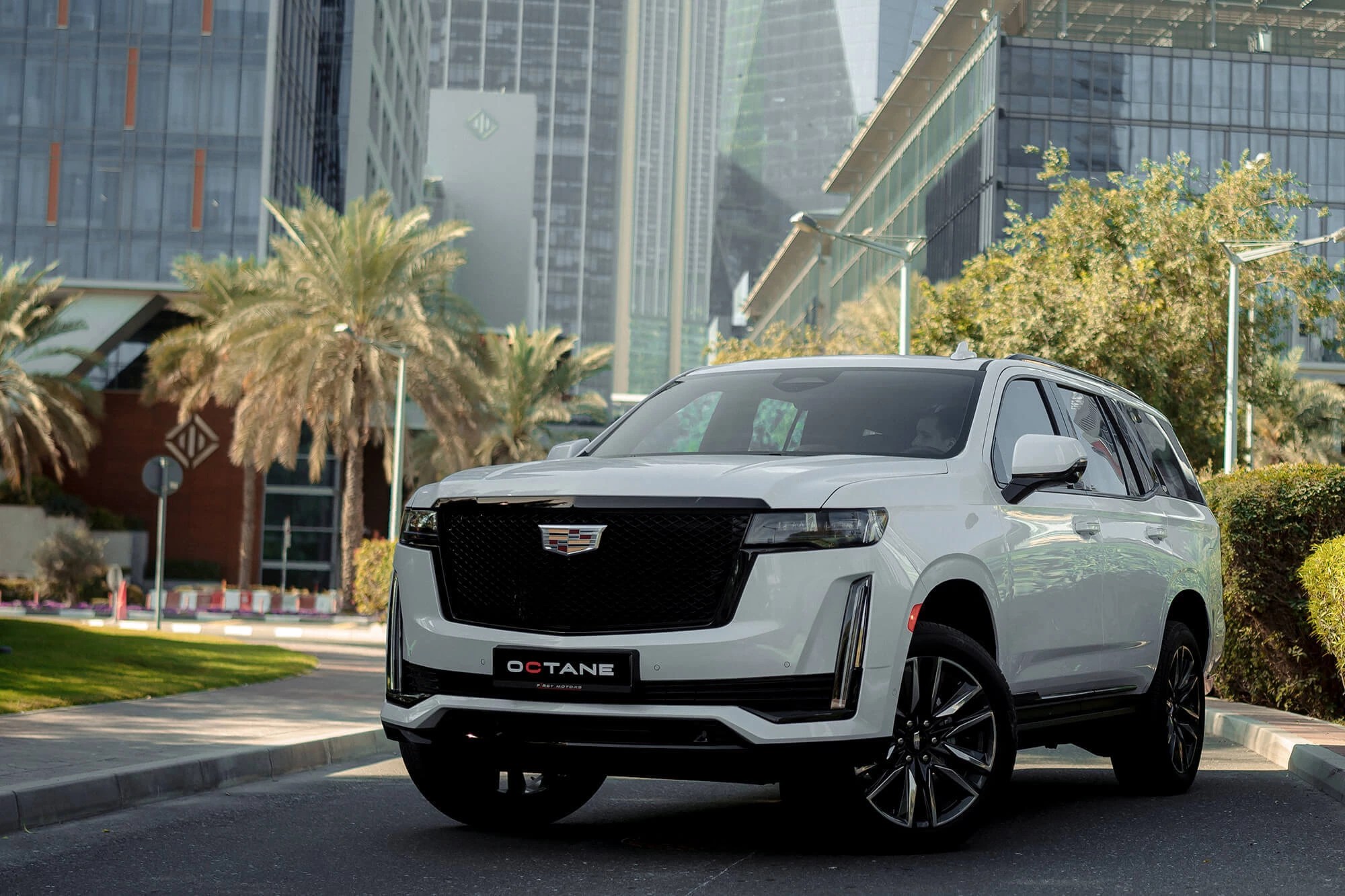 Rent White Cadillac Escalade 2021 Dubai Luxury Car Rental 24/7 Octane
