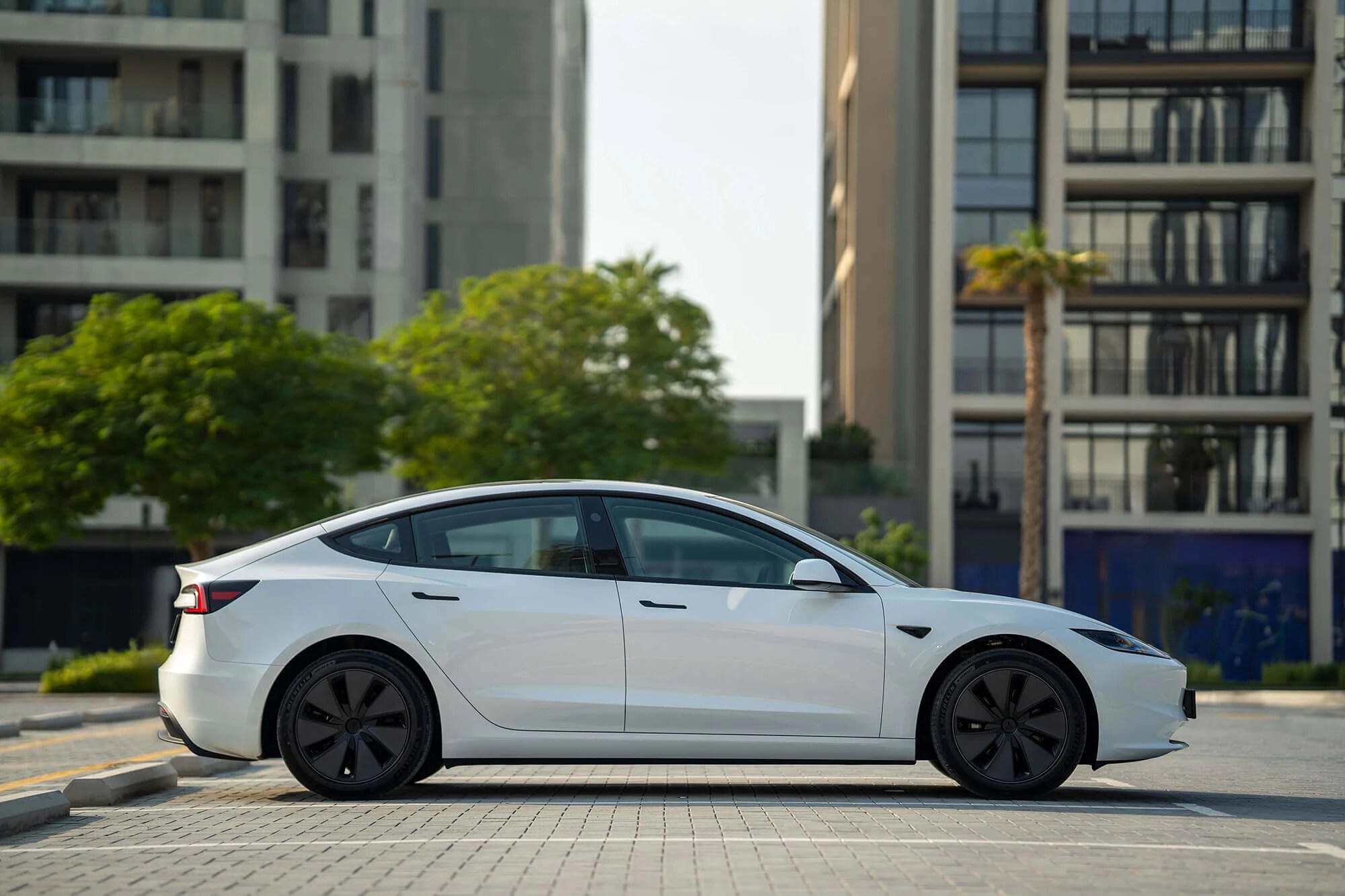 Rent Tesla Model 3 White in Dubai Electric Octane Luxury Car Rental