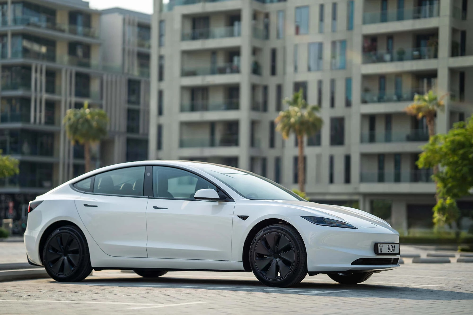 Rent Tesla Model 3 White in Dubai Electric Octane Luxury Car Rental