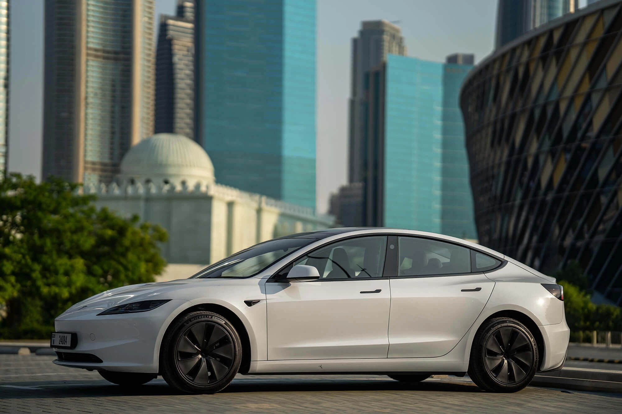 Rent Tesla Model 3 White in Dubai Electric Octane Luxury Car Rental