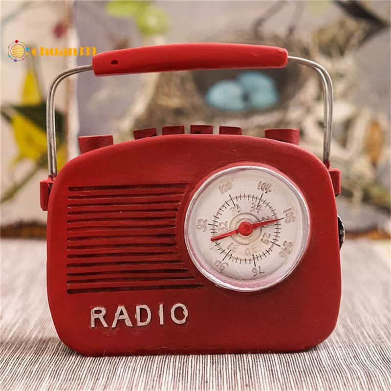 Retro Red Mini Radio Model Resin Hand Crafted Home Classic Decoration