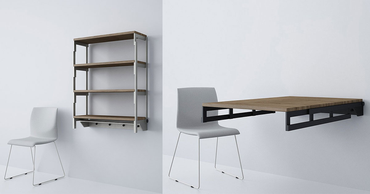This Shelf Turns Into A Table In Seconds