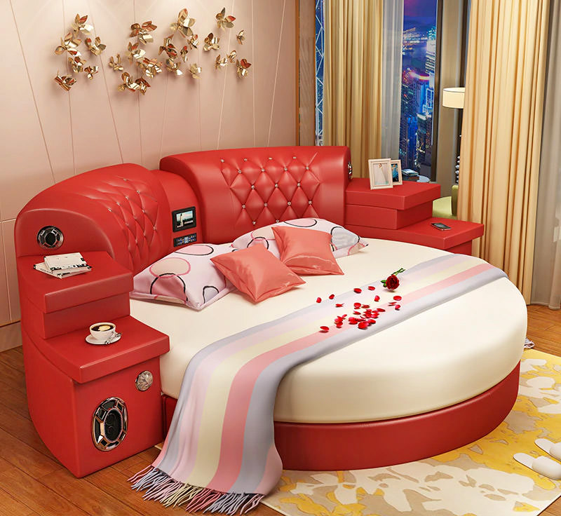 Ultimate Bed 2.0 Bed With Massage Chairs, Speakers, and TV