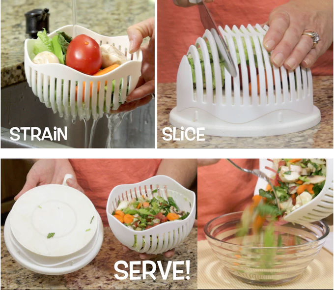 3in1 Salad Chopper Lets You Rinse, Chop, and Serve Salads in 60 Seconds