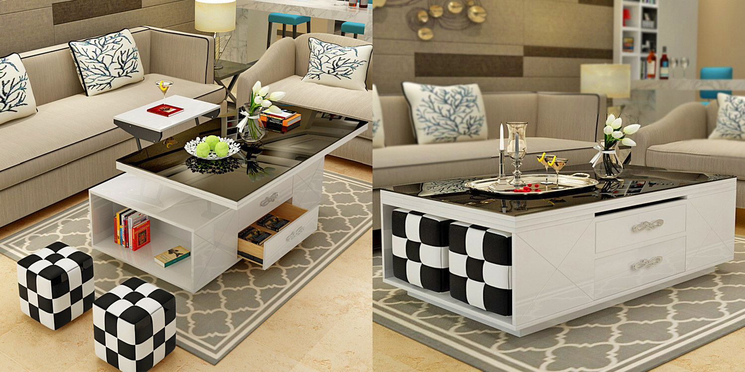 This Amazing Lifting Coffee Table Has 3 Hidden Ottomans And Doubles as